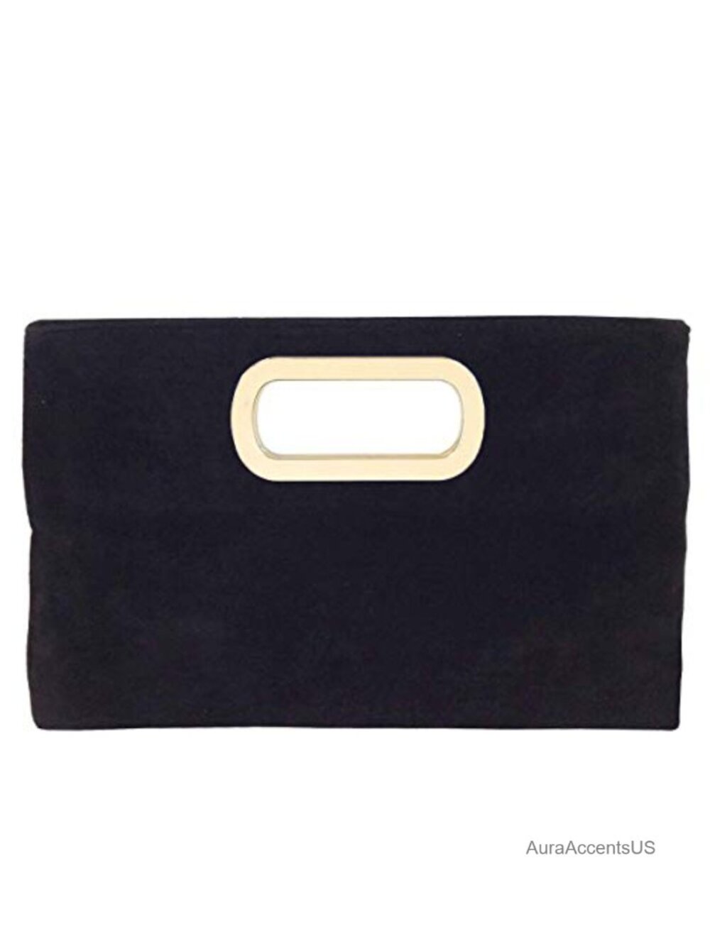 Top Handle Faux Suede Clutch with Detachable Chain